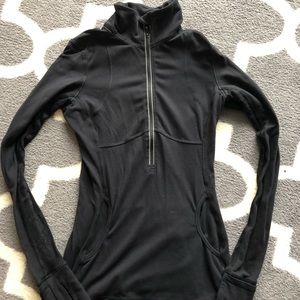 Lululemon black quarter zip with lace detail